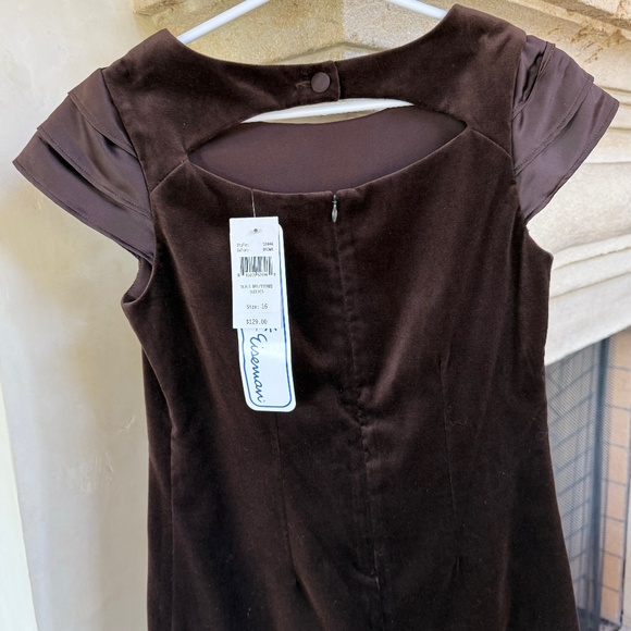 NWT - Florence Eiseman Brown Velvet Dress w/Tiered Sleeves - Girls 16 - Picture 7 of 10